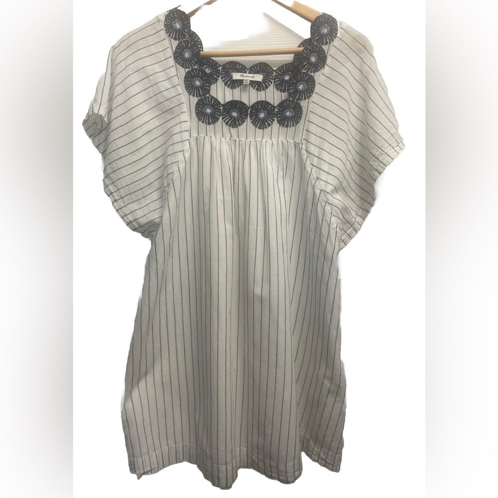 Madewell Embroidered Butterfly Dress Size XXS Oversized Fit Stripes Beach Boho
